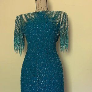 Beaded Dress, Vegas Wedding Dress, Formal Dress, V